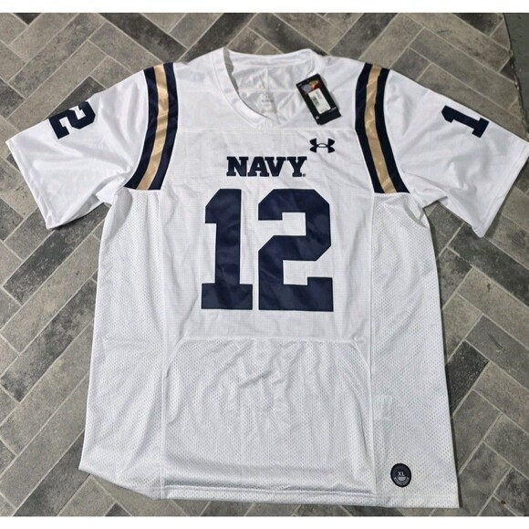 Under Armour Navy Midshipmen 2023 Away Football Jersey White Men's Size X-Large - Picture 1 of 13